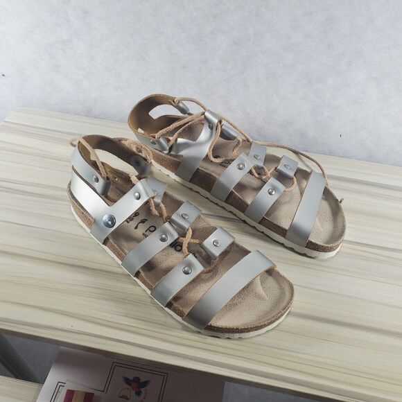 Papillio Birkenstock Cleo 39 Narrow Gladiator Silver Leather Sandals Metallic - Picture 8 of 8